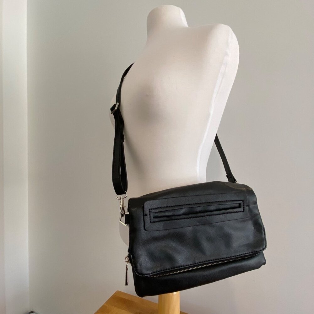 Co-Lab Black Crossbody Bag With Adjustable Strap & Multiple Compartments